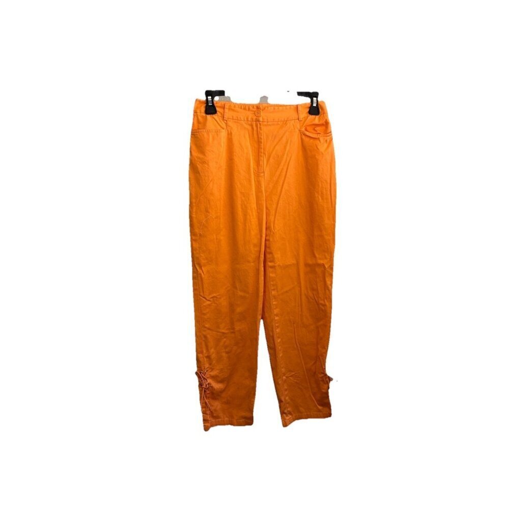 Real Clothes Saks Fifth Avenue Orange Cropped Pants Lace Ankle Detail Size 2 Y2k